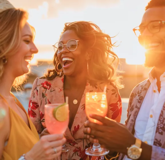 Group of friends enjoying mocktails at a bar